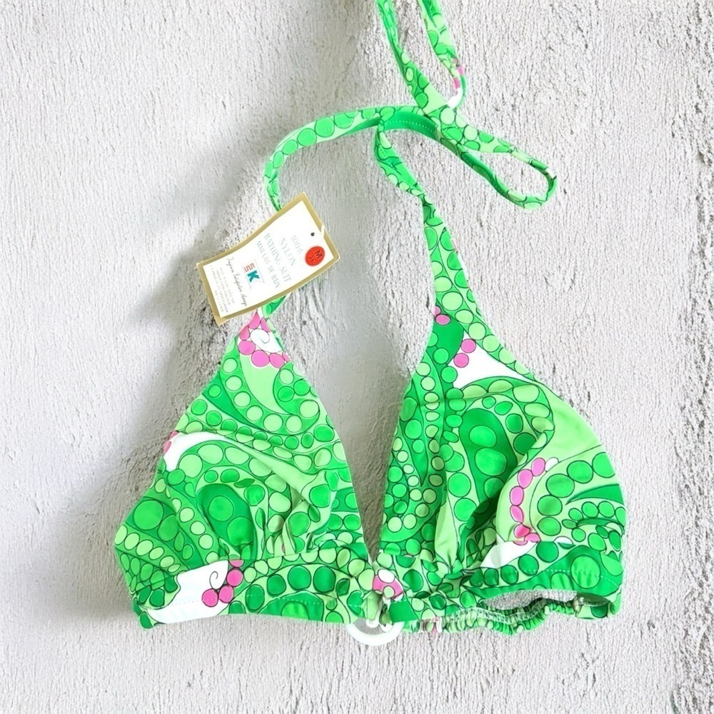 Y2K Green Retro Bubble Print Bikini Top – NWT M festival grunge